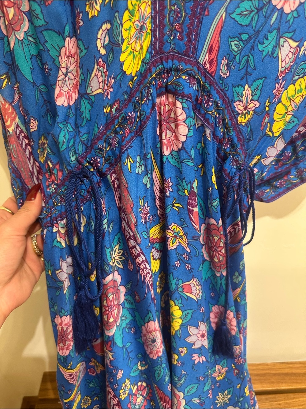 Vivid Blue Floral Tie-Back Maxi Dress - Picture 2 of 6
